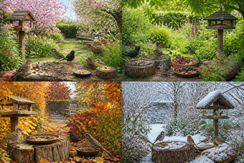 découvrez comment nourrir les oiseaux du jardin tout au long de l'année avec notre guide complet saison par saison pour attirer et protéger la faune locale.