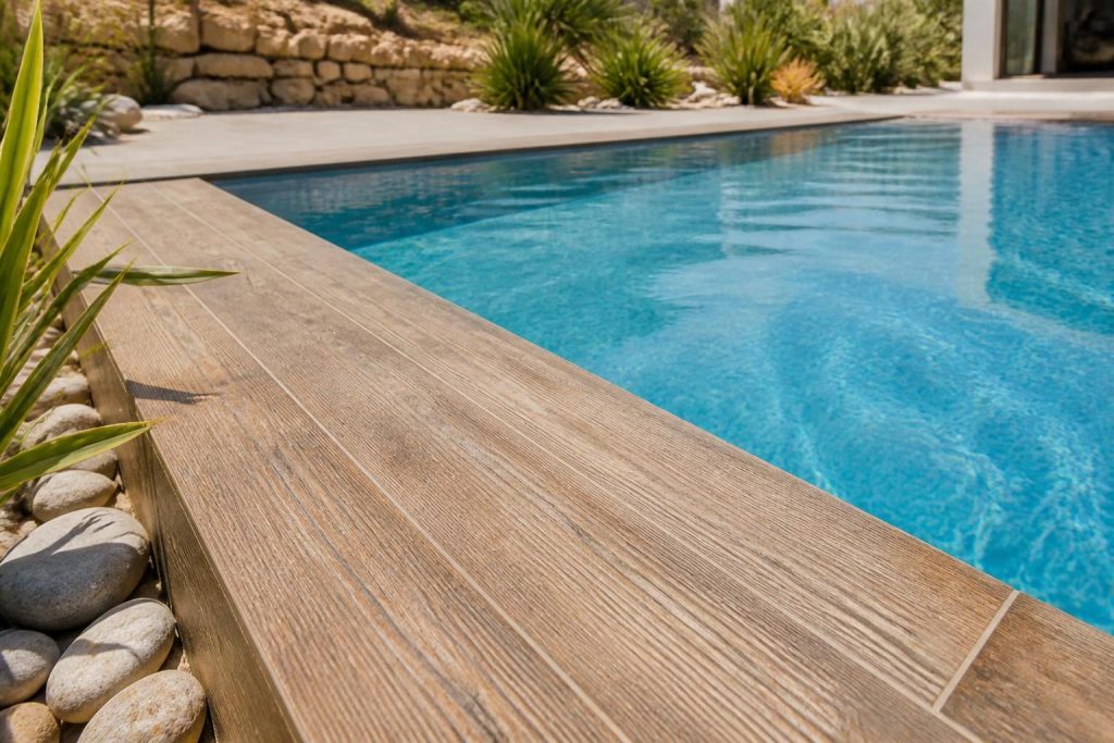 découvrez nos margelles imitation bois pour piscine alliant esthétique naturelle et durabilité, pour sublimer et protéger le bord de votre piscine en toute élégance.