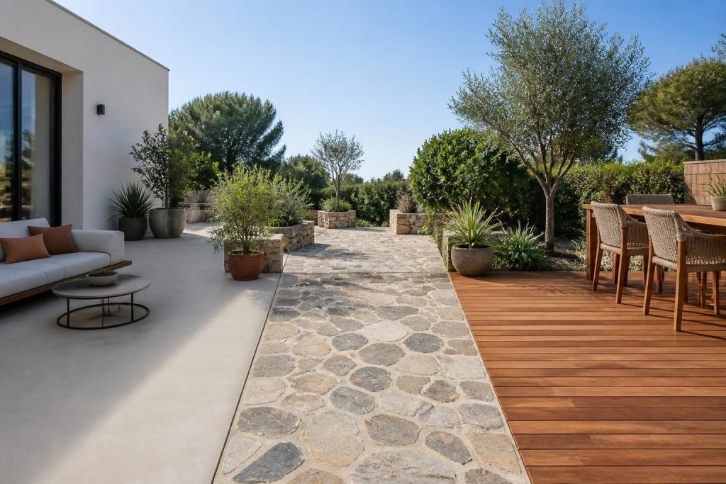 découvrez comment choisir le sol extérieur idéal pour vos aménagements : résine, pierre ou bois, guide complet pour un espace extérieur esthétique et durable.